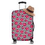 Pink Hibiscus Zigzag Pattern Print Luggage Cover