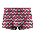 Pink Hibiscus Zigzag Pattern Print Men's Boxer Briefs