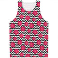 Pink Hibiscus Zigzag Pattern Print Men's Tank Top