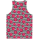 Pink Hibiscus Zigzag Pattern Print Men's Tank Top