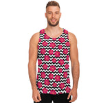 Pink Hibiscus Zigzag Pattern Print Men's Tank Top