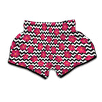 Pink Hibiscus Zigzag Pattern Print Muay Thai Boxing Shorts