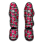 Pink Hibiscus Zigzag Pattern Print Muay Thai Shin Guard