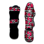 Pink Hibiscus Zigzag Pattern Print Muay Thai Shin Guard