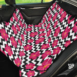 Pink Hibiscus Zigzag Pattern Print Pet Car Back Seat Cover