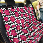 Pink Hibiscus Zigzag Pattern Print Pet Car Back Seat Cover