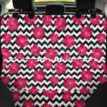 Pink Hibiscus Zigzag Pattern Print Pet Car Back Seat Cover