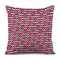 Pink Hibiscus Zigzag Pattern Print Pillow Cover