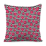 Pink Hibiscus Zigzag Pattern Print Pillow Cover