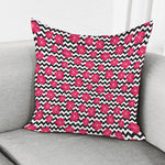 Pink Hibiscus Zigzag Pattern Print Pillow Cover