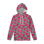 Pink Hibiscus Zigzag Pattern Print Pullover Hoodie