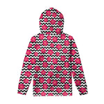 Pink Hibiscus Zigzag Pattern Print Pullover Hoodie