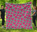 Pink Hibiscus Zigzag Pattern Print Quilt