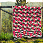 Pink Hibiscus Zigzag Pattern Print Quilt