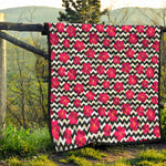 Pink Hibiscus Zigzag Pattern Print Quilt