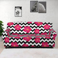 Pink Hibiscus Zigzag Pattern Print Sofa Cover