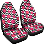 Pink Hibiscus Zigzag Pattern Print Universal Fit Car Seat Covers