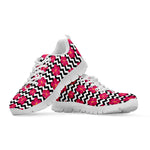Pink Hibiscus Zigzag Pattern Print White Sneakers
