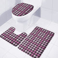 Pink Houndstooth Pattern Print 3 Piece Bath Mat Set