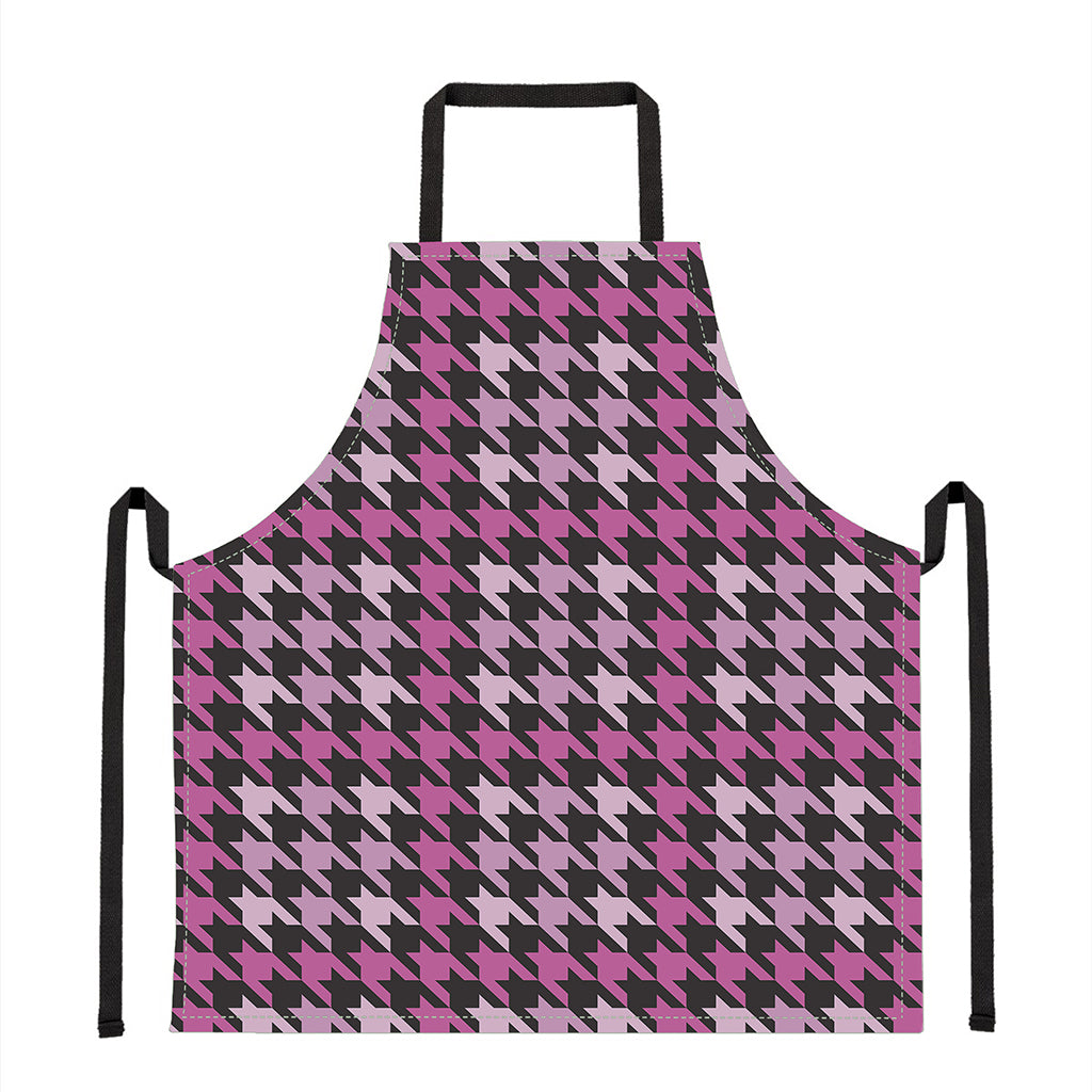 Pink Houndstooth Pattern Print Apron