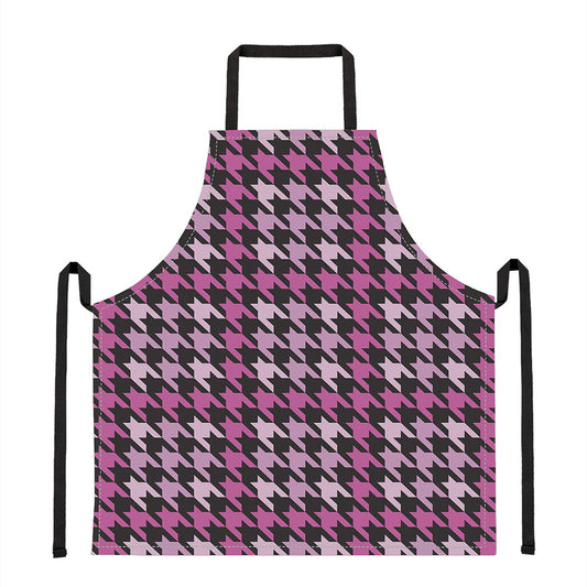 Pink Houndstooth Pattern Print Apron