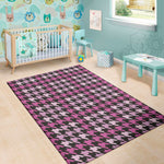 Pink Houndstooth Pattern Print Area Rug