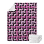 Pink Houndstooth Pattern Print Blanket