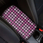 Pink Houndstooth Pattern Print Car Center Console Cover
