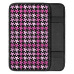 Pink Houndstooth Pattern Print Car Center Console Cover
