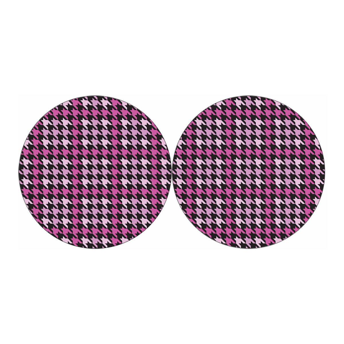 Pink Houndstooth Pattern Print Car Coasters