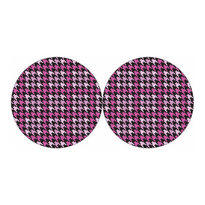 Pink Houndstooth Pattern Print Car Coasters