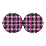 Pink Houndstooth Pattern Print Car Coasters