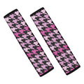 Pink Houndstooth Pattern Print Car Seat Belt Covers