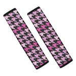Pink Houndstooth Pattern Print Car Seat Belt Covers