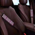 Pink Houndstooth Pattern Print Car Seat Belt Covers