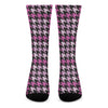 Pink Houndstooth Pattern Print Crew Socks