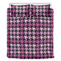 Pink Houndstooth Pattern Print Duvet Cover Bedding Set