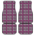 Pink Houndstooth Pattern Print Front and Back Car Floor Mats