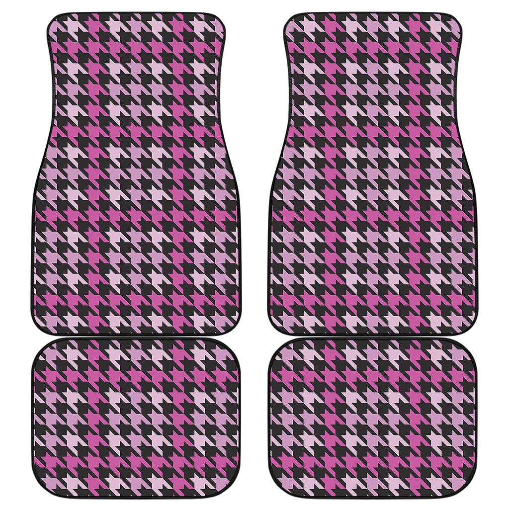 Pink Houndstooth Pattern Print Front and Back Car Floor Mats