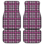 Pink Houndstooth Pattern Print Front and Back Car Floor Mats