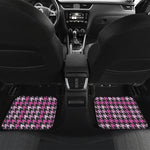 Pink Houndstooth Pattern Print Front and Back Car Floor Mats