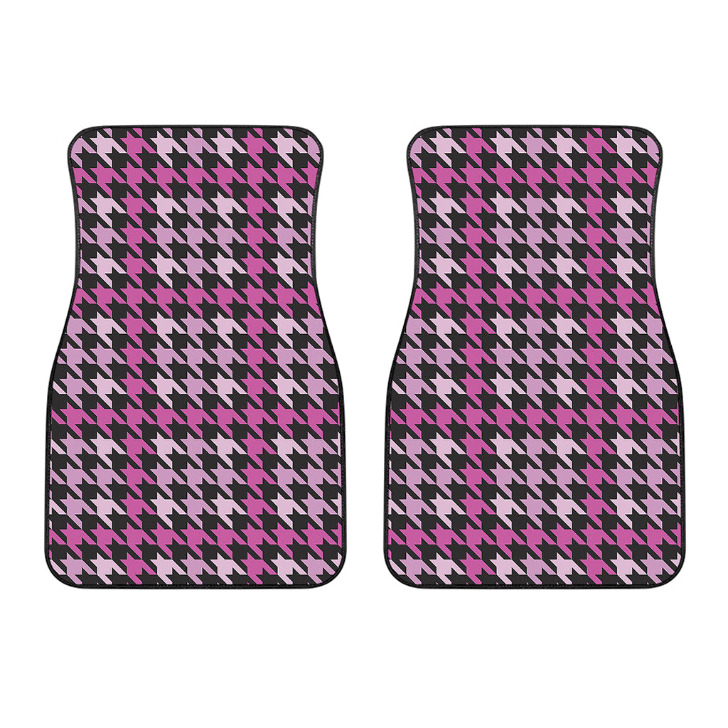 Pink Houndstooth Pattern Print Front Car Floor Mats