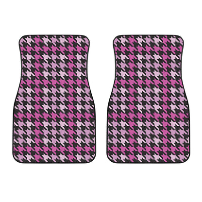 Pink Houndstooth Pattern Print Front Car Floor Mats