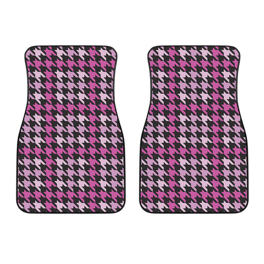 Pink Houndstooth Pattern Print Front Car Floor Mats