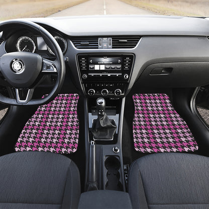 Pink Houndstooth Pattern Print Front Car Floor Mats