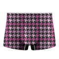 Pink Houndstooth Pattern Print Men's Boxer Briefs
