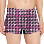 Pink Houndstooth Pattern Print Men's Boxer Briefs