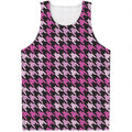 Pink Houndstooth Pattern Print Men's Tank Top