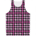 Pink Houndstooth Pattern Print Men's Tank Top