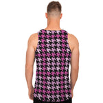 Pink Houndstooth Pattern Print Men's Tank Top